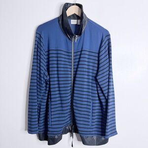 Chico’s Zenergy Jacket Royal Blue Black Stripe XL Chico 3 Full Zip‎ Lightweight